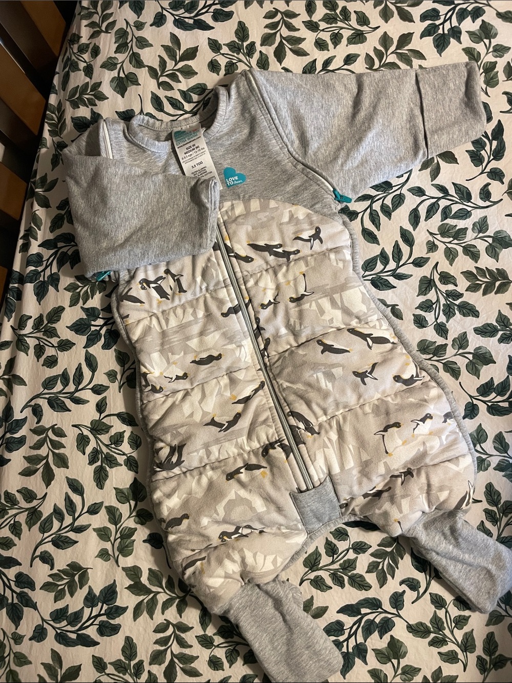 Love to dream Gray and Cream Penguin Sleep Suit
